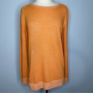 Loro Piana Women’s Orange Cashmere Blend Boat Neck Pullover Sweater 44, 8/10
